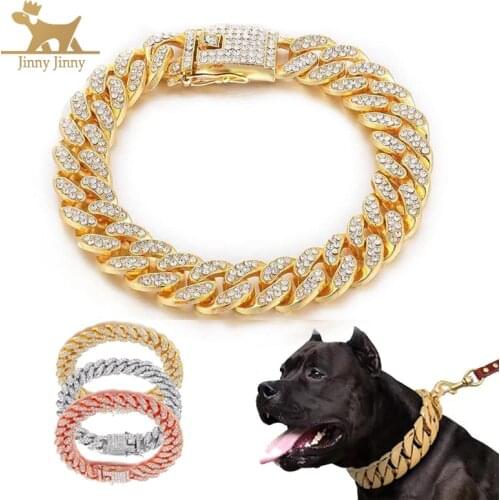 Dog Jewelry For Dogs,Diamond Gold Dog Collars,Cat Necklace, Puppy Collar Stainless Steel with Diamond Collar for Dogs
