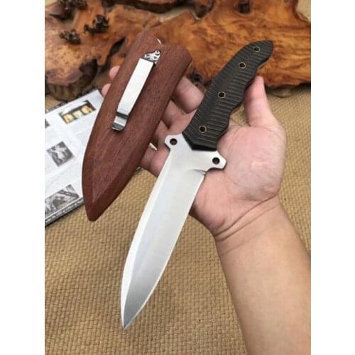 Outdoor Straight Knife Fixed Knife 9cr18mov Blade Ebony Wood Handle K Sheath Sharped Tactical Survival Hunting Xof Edc Knife