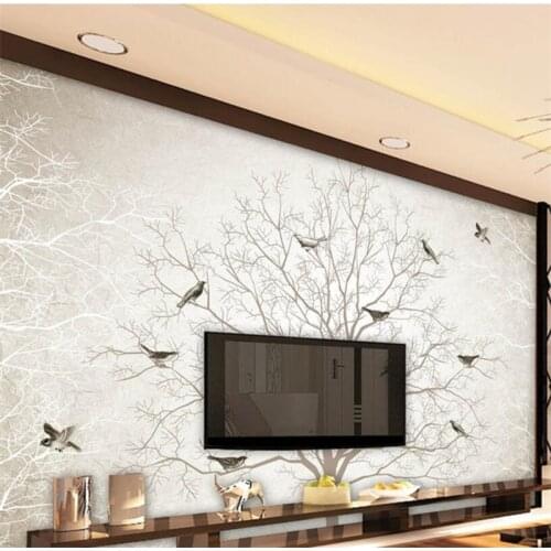 Wellyu papier peint wallpaper for walls 3 d Custom wallpaper Retro tree on the bird wall decoration painting tapety behang