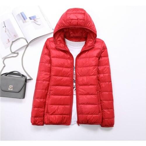 Weweya Zipper Down Parka Women Winter Coat Short Ultra Thin Down Jacket Female Warm Down Jacket Women for Winter 2018 Size 4 XL