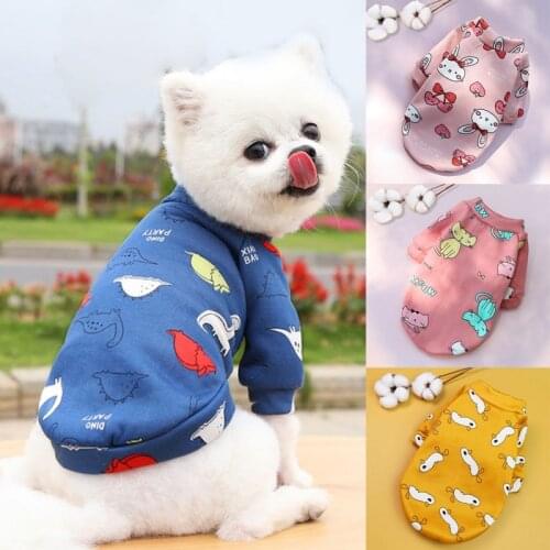 Xs-xxl Warm Thin Fleece Cat Dog Sweater Cute Cartoon Printed Soft Pet Costumes Cat Dog Daily Dressing Up Sweater