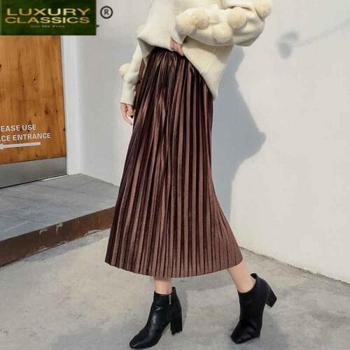 Skirt Pleated Plus Size Women Winter Autumn Fashion Clothes 2021 Korean Vintage Long Skirt Ladies Faldas Streetwear 4296