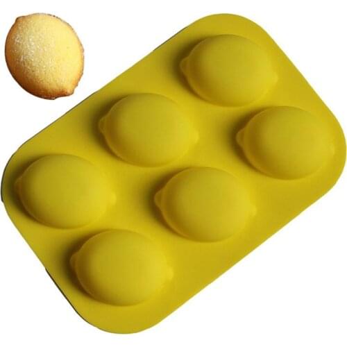1pcs Lemon Cake Mold DIY Yellow Heat-Resistant 6 Cavity Muffin Cake Mold Silicone Baking Pan Baking Tools Kitchen Accessories