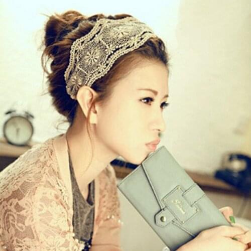 1 PC Women Lace Flower Headbands Elastic Hairbands Bandanas Girls Hair Bands Headwear Beach Wedding Bridal Hair Accessories