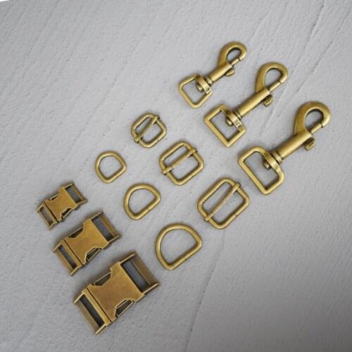 10 Sets 15/20/25mm Bronze Metal D Ring Adjuter Strap Buckle Slider Adjustment Buckle For Pet Dog Collar Handmade Accessory