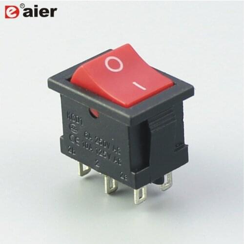 100PCS KCD1-1-202 ON-ON 2 Poles 2 Throw DPDT T85 6A 250VAC Rocker Switch 6 Pin With Solder Terminal