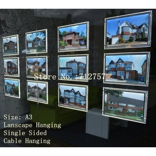 12PCS Acrylic Magnetic Face Panel Real Estate Agent Window Display LED Illuminated Signage One Sides A3 Light boxes