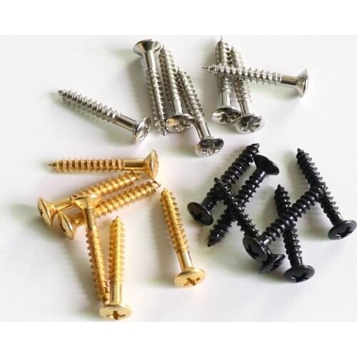 20pcs Chrome Guitar strap button screws in black color used for tele vintage bridges 3.5*25mm