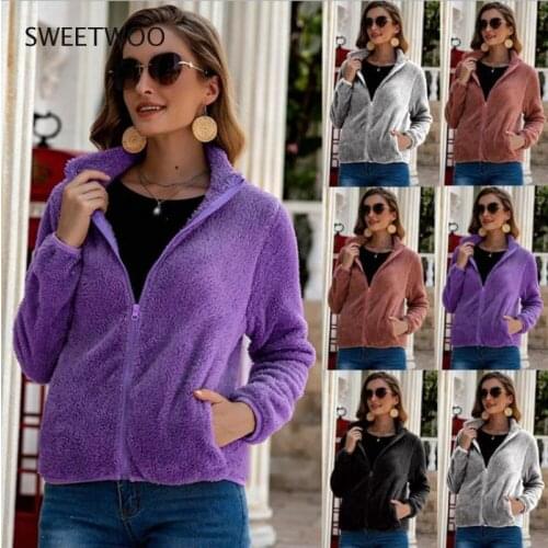 2021 Coat Women Winter Faux Fur Coat Thick Plus Size Fluffy Pockets Plush Jacket Ladies Autumn Overcoat Outerwear