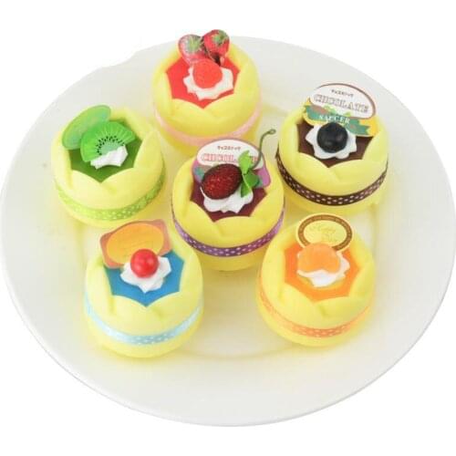 050 6pcs Fashion Simulation cake decoration model fake ribbon fruit butter pudding soft home decoration dia6cm H6.8cm
