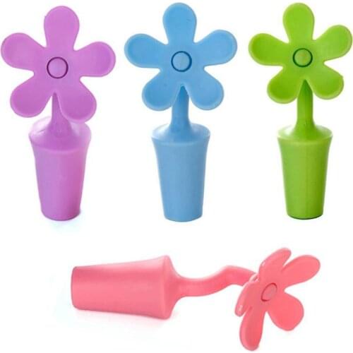Silicone Wine Stopper Cute Flower Bottle Stopper Wine Beer Bottle Stopper Beverage Champagne Closures Wine Accessories