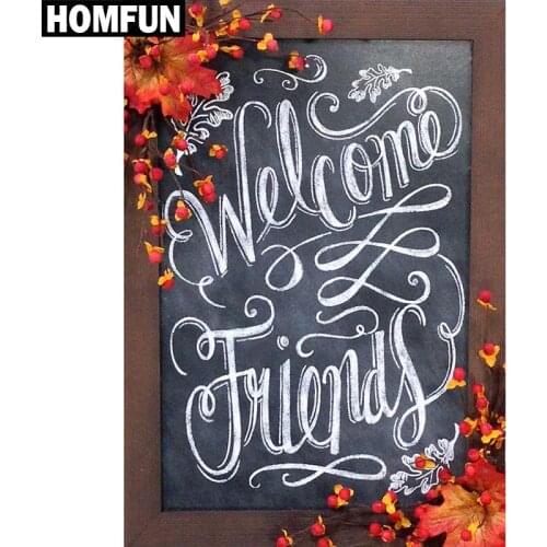 HOMFUN Full Square/Round Drill 5D DIY Diamond Painting "Flower & Text" Embroidery Cross Stitch 5D Home Decor Gift A03804