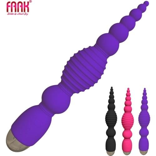 FAAK Anal Beads Vibrator Circle Ribbed USB Recharge Waterproof Powerful Vibrating Dildo Clit Vagina Masturbate Women Men Sex Toy