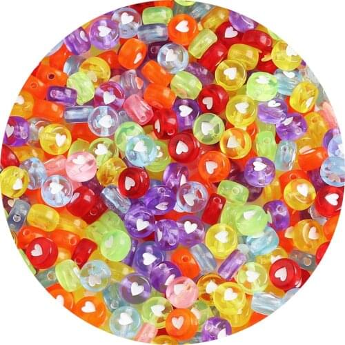Round Flat Alphabet Candy Heart Letter Acrylic Beads Loose Spacer Beads For Jewelry Making Handmade DIY Bracelet Necklace