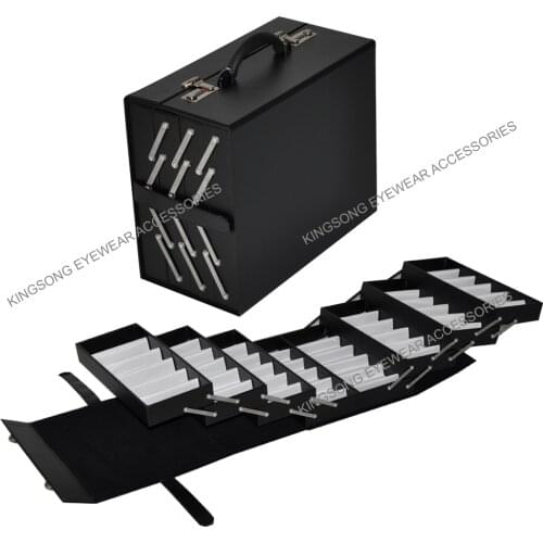Coded lock Foldable Eyeglass Eyewear sunglasses accordion handhold Suitcase Display extendable brief case Hold 48pcs of glasses