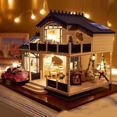 Diy house - provence manually assembled large villa house model toys, handmade assembly model house, house building toys