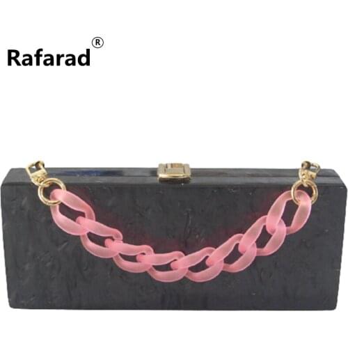 Factory Womens Acrylic PVC Evening Clutch Bag Formal Occasion Wedding Party Wallet 25 cm Long Pearl Black Lady Shoulder Handbag