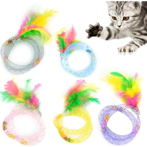 Pet cat toys hose feather spring bell beats to make cat toy products