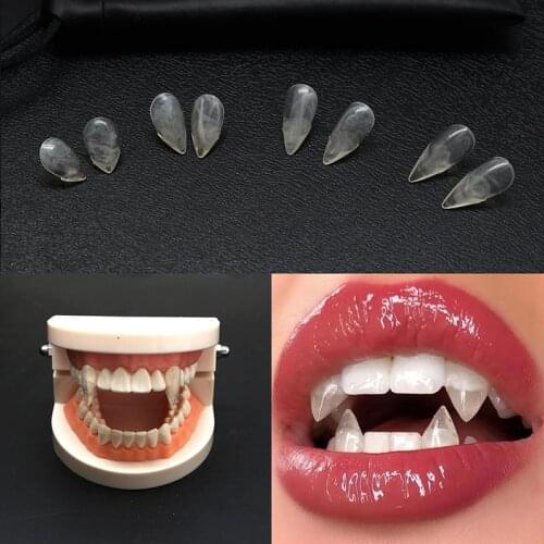 13/15/17/19mm Adult Kids Halloween Vampire False Teeth Horrific Party Costume Transparent Dentures Cosplay Fangs Resin Fangs