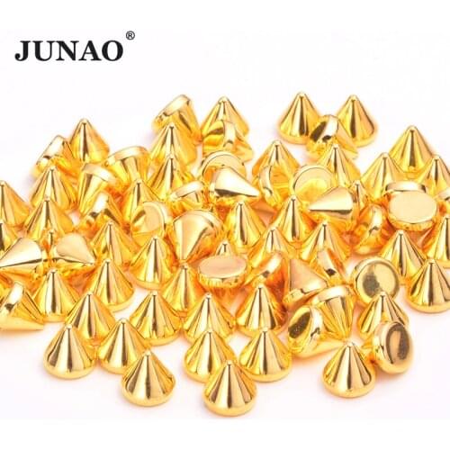 JUNAO 8mm 500pcs Gold Silver Color Studs Spikes Plastic Decorative Rivet Punk Rivets For Leather Grament Jewelry Making Crafts