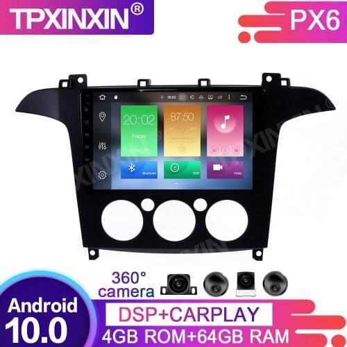 360 Cameras Screen Android 10.0 For Ford S-Max 2006-2008 Car Multimedia Player GPS Navi Headunit Radio Audio Stereo