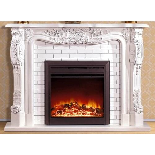 European style fireplace W150cm wooden mantel with electric fireplace insert room heater LED artificial optical flame decoration