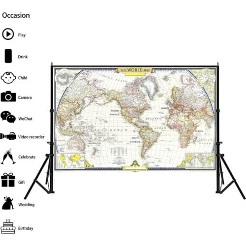 World Map 225*150cm Frameless Art Paper Painting Home Decor 1951 Map of World Wall Posters and Prints for School Office Supplies