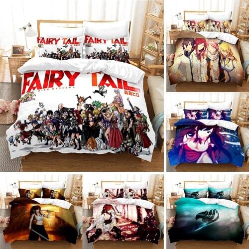 Anime Fairy Tail Duvet Cover Sets Comforter Japanese Bedding Set Kids Cartoon Boys Bed Linen Queen King Single Size Dropship