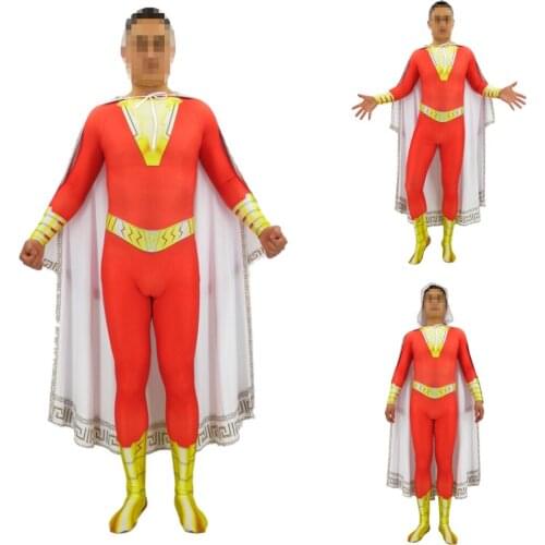 Anime Shazam Cosplay Costume Captain Zentai Bodysuit Suit Jumpsuits Shazam costume men costume 3D printing