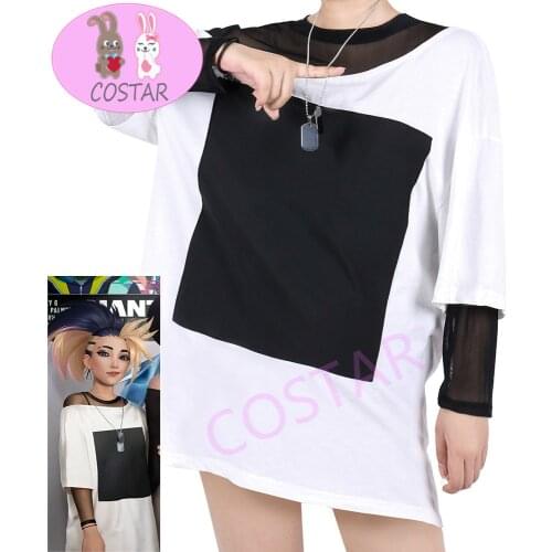 Game LOL K/DA KDA Akali Cosplay Costume Dailydress Shirt+Shorts Halloween Suit For Women Girls Outfit New 2020