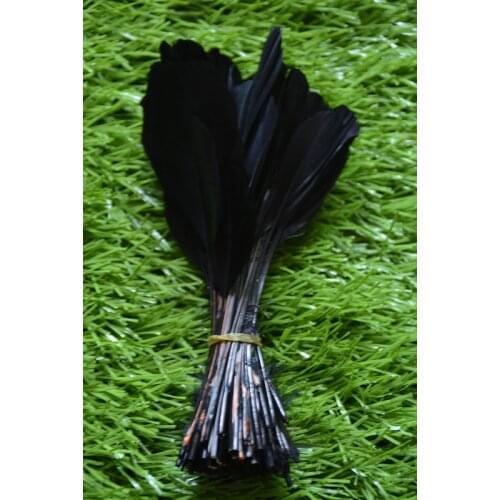 Sell black color 10 pc beautiful goose wing feathers, 13-18cm long, DIY jewelry decorative accessories