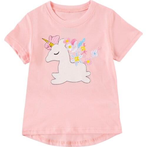Girls summer t shirts baby girls clothes cotton t shirts cotton kids clothes animals print fashion swan t shirt girls