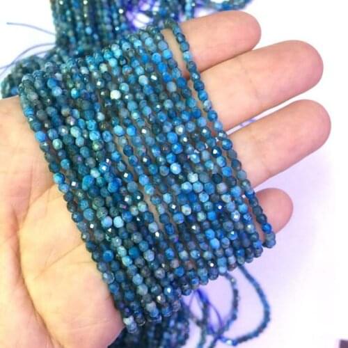 Lot of 5strings Blue Apatite Beads Faceted 2mm 3mm Genuine Apatite Gem stone Tiny Blue Apatite Tiny Bead,15.5"/string