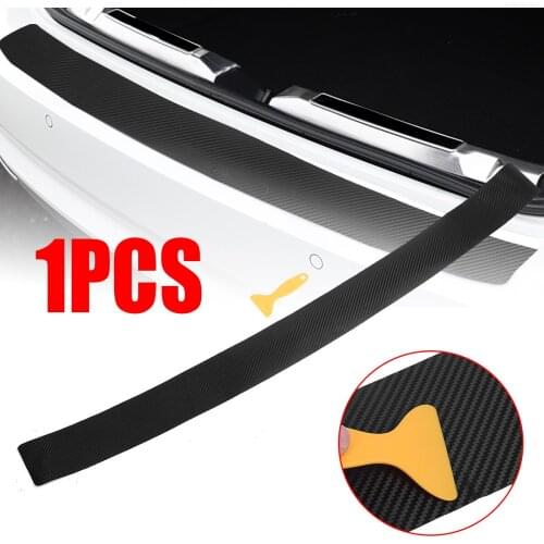 New Set Carbon Fiber Style Car Rear Trunk Sill Plate Bumper Guard Sticker + Plastic Scraper for Car Styling