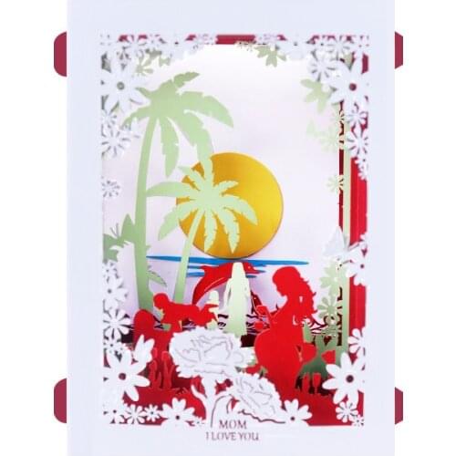 10pcs Wholesale 3D Handmade Show Love MOM and Kids Paper Carving Display Greeting Cards PostCard Mothers Day Grandma Gift