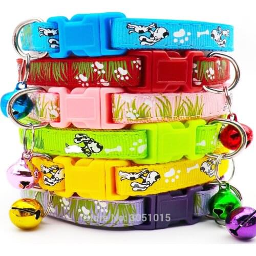 Wholesale 100Pcs Adjustable Dog Collars Pet Collars With Bells Charm Necklace Collar For Little Dogs Cat Collars Pet Supplies