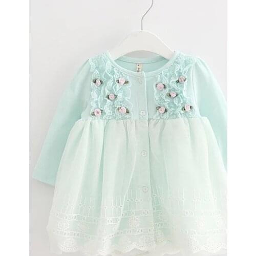 Newborn Autumn Baby Girl Clothes Infant Wedding Dresses For Girls Clothes 1st Birthday Party Evening Dress 4 Color 0-2Y