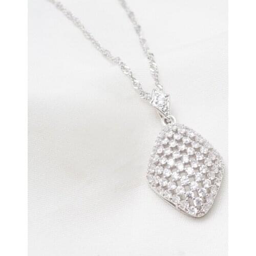 Geometric Pendant Chain Necklace Silver Color Tennis Chain Choker Necklace Female Fashion Statement Jewelry With Gift Bag/Box