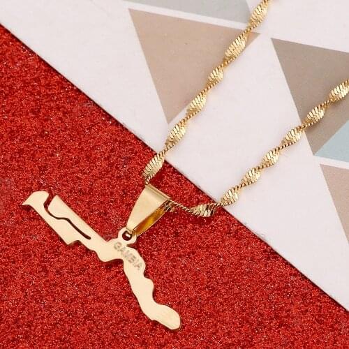 Country Gambia Map Flag Necklace Small Pendants Gold Color Jewelry Gambian Item Gifts