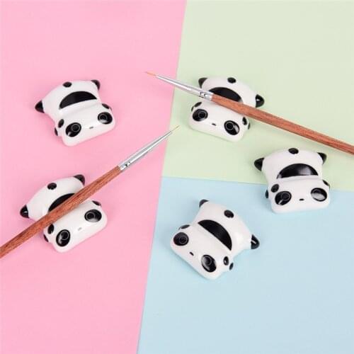 Cartoon Panda Nail Art Pens Brushs Stand Rack Decoration Salon Home DIY Manicure Nail Carving Drawing Pens Brushes Holder