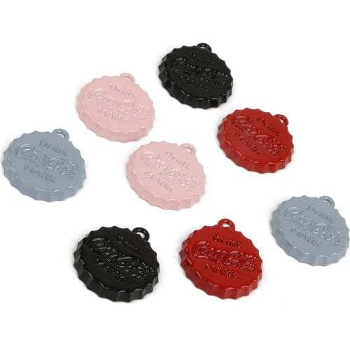 New Arrival 10/12pcs 4 colors simple style bottle cap alloy charm pendant for necklace earring DIY Handmake jewelry findings