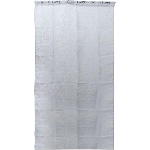 Translucent Tulle Leaves Window Sheer Curtains Window Screen Rod Pocket Voile Curtains for Bedroom Living Room 100x200cm (Grey)