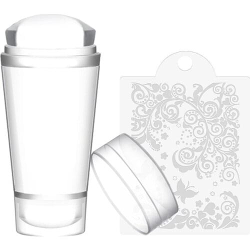 1pcs Transparent Silicone Jelly Stamper For French Nails Tips Double Head Nail Stamping With Embossing Plate Manicure Tools 2021