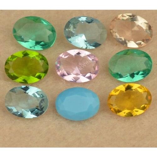 Sale 50pcs/Lot 2*3~13*18mm Various Color Loose Glass Stone Oval Shape Brilliant Cut Glass Beads Synthetic Gemstone For Jewelry