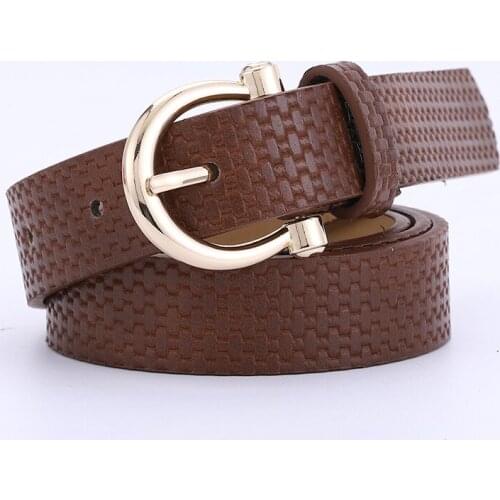 New fashion Woven pattern leather metal D ring pin buckle waist strap ladies jeans trouser waistband dress decoraton women belts