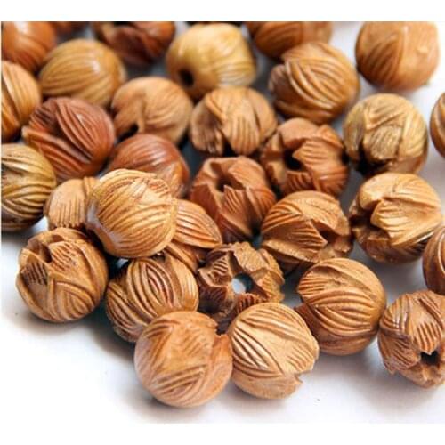 10pcs Natural Wood Handcraft Carved Beads 12mm 15mm 18mm Lotus Shape Spacer Beads Peach Wood Beads DIY Bracelets Jewelry Making