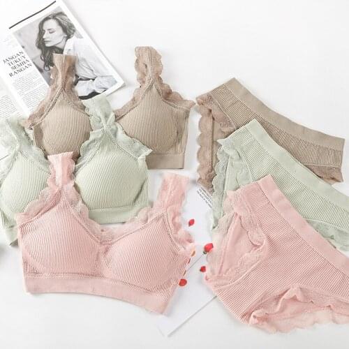 Sexy Lace Lingerie Set Padded Bra Set WithoutSteel RingSolidWomensUnderwearBrassiereComfortableFitnessCropTopLingerie Set Sexy