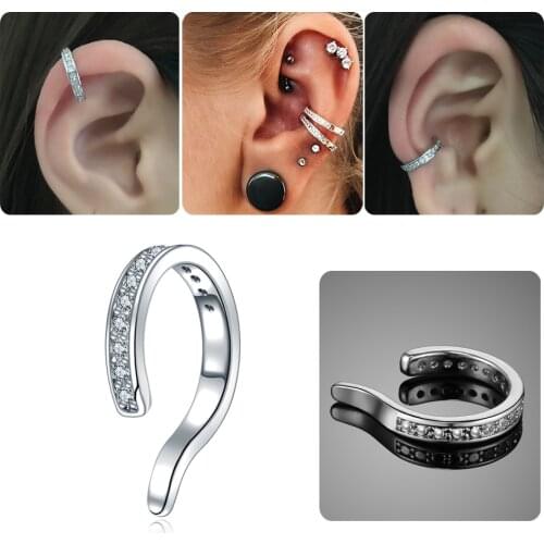 Fashion Clip on Earrings Crystal Ear Cuff Non Pierced Earrings For Women Girl Without Piercing Earings earcuff brincos Jewelry