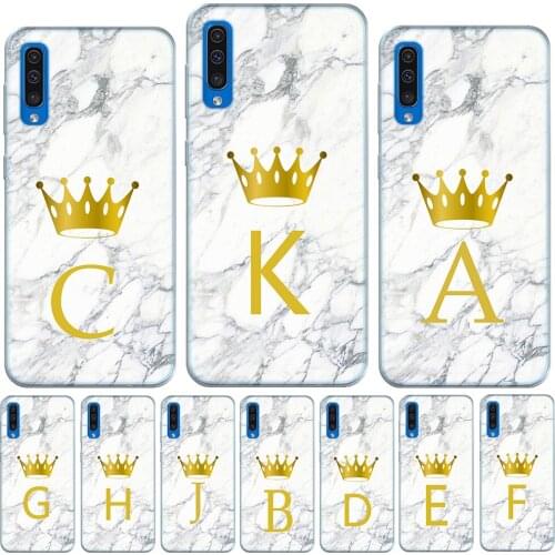Custom Letter Customized initial Marble Crown Silicone Case For Samsung Galaxy A8 Plus A9 A7 2018 A10 A20 A30 A40 A50 A70 A50S
