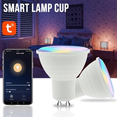 GU5.3/GU10 Tuya smart wifi voice light cup bulb 5W RGB+WW+CW smart home bulb Support Amazon Alexa, google home voice control